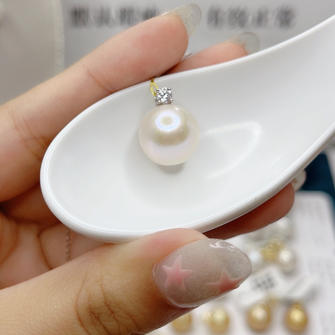 吊坠(不含链)银S925镶嵌淡水珍珠