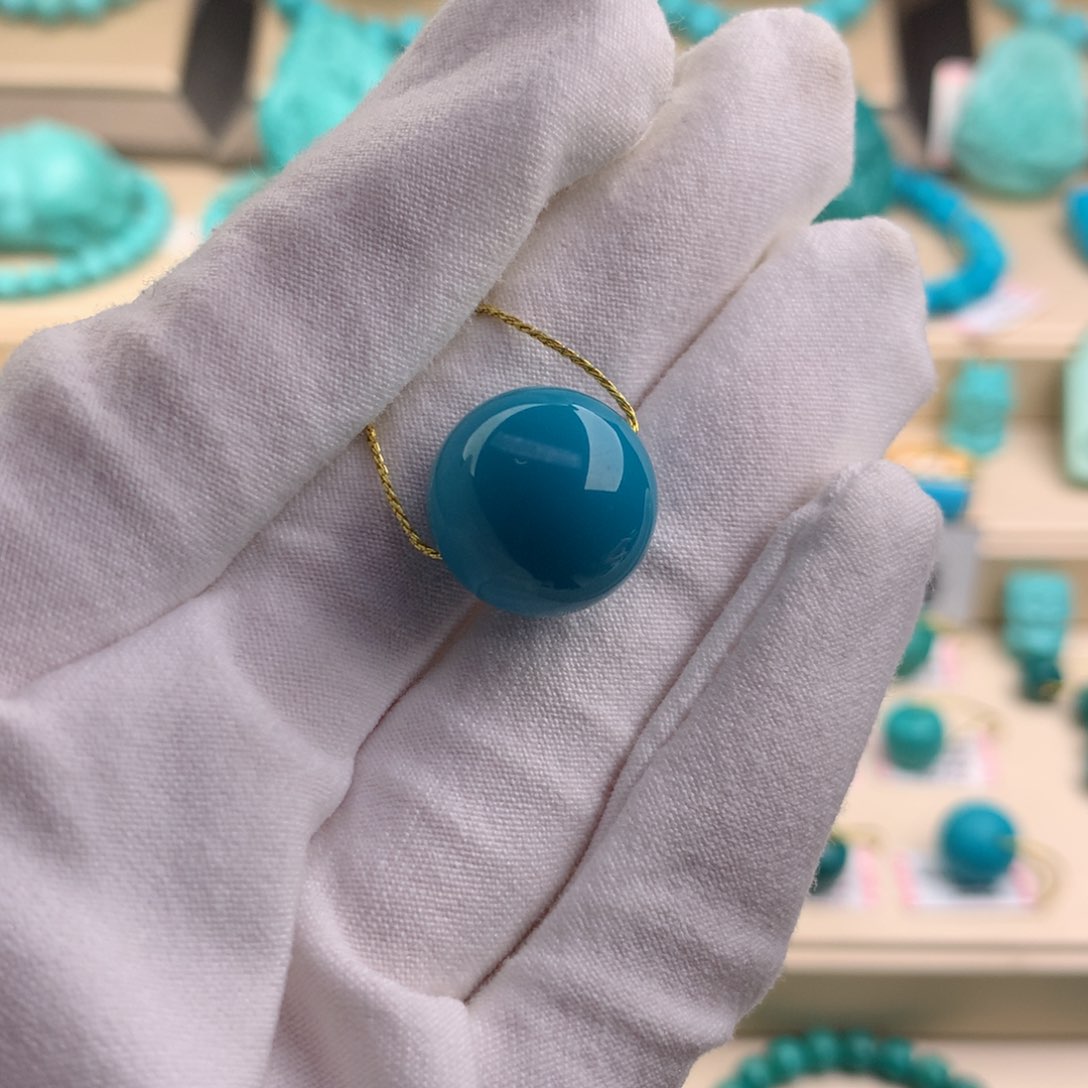 绿松石珠宝奇石未镶嵌15.8mm