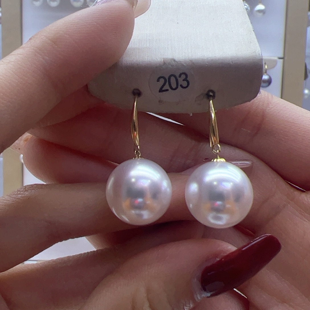 淡水珍珠耳饰18K金镶嵌