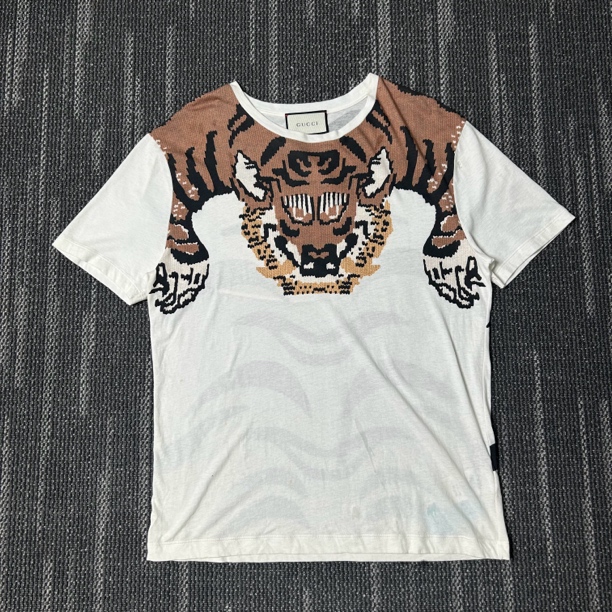 95新 GUCCI/古驰 虎头图案圆领短袖/尺码L