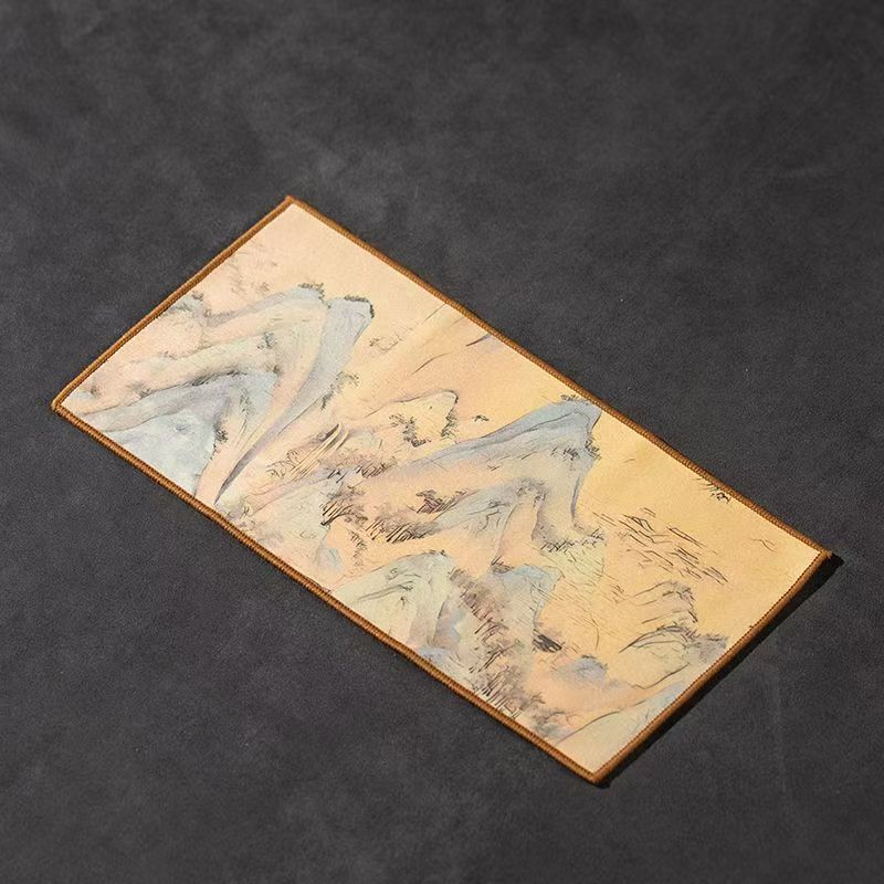 千里江山山水茶巾