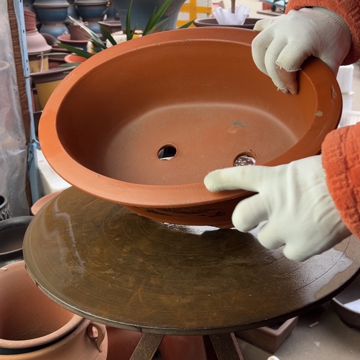 紫砂38红椭圆 口径38×28×14