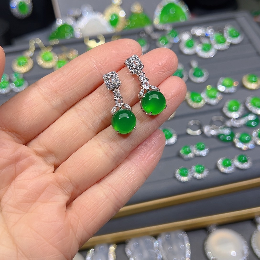 玛瑙/玉髓合金耳钉