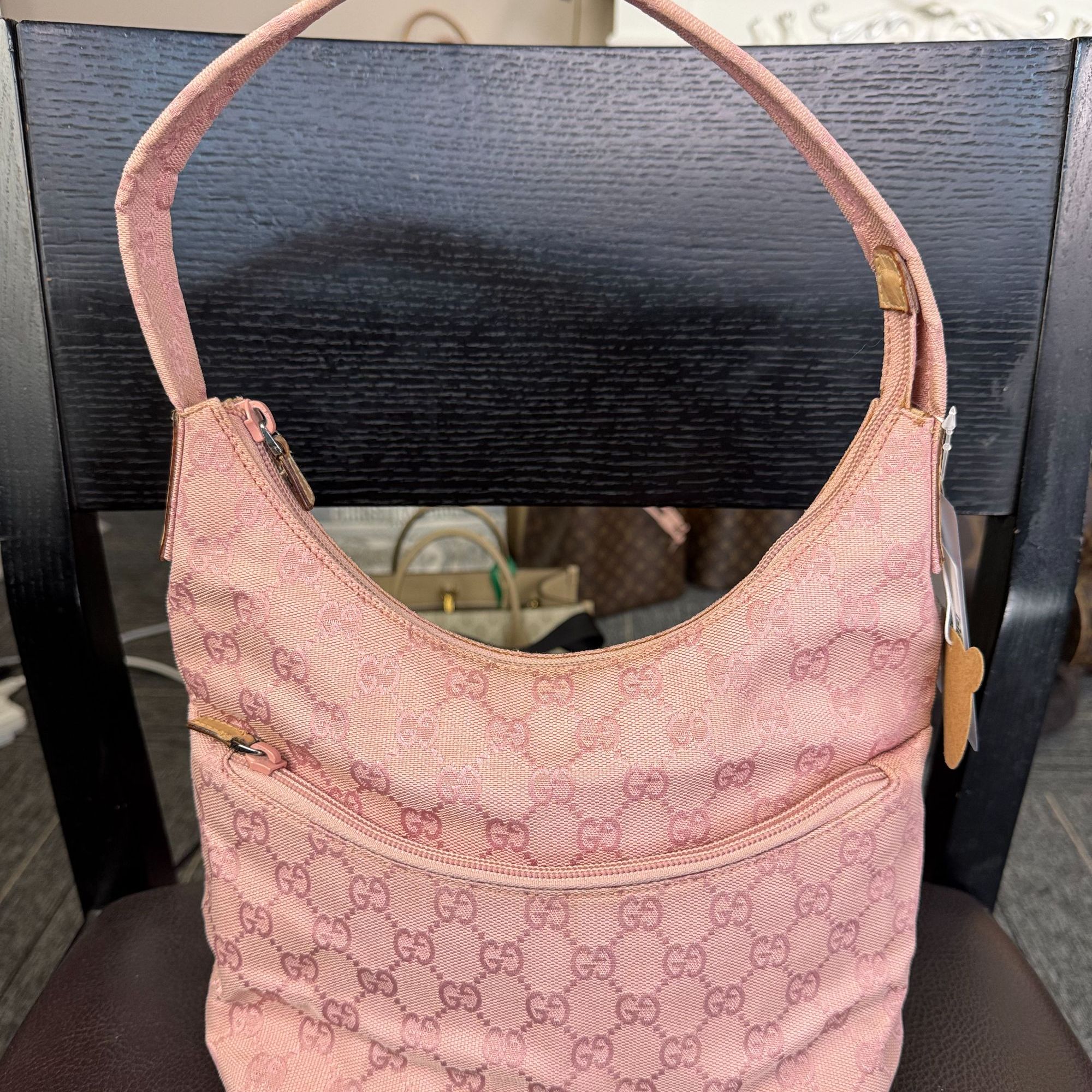95新 GUCCI/古驰 粉色单肩包