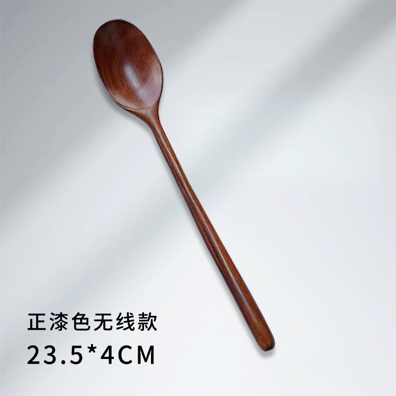 木勺子长柄老漆果汁勺实木小号咖啡勺日式和风汤勺宝宝勺可LOGO