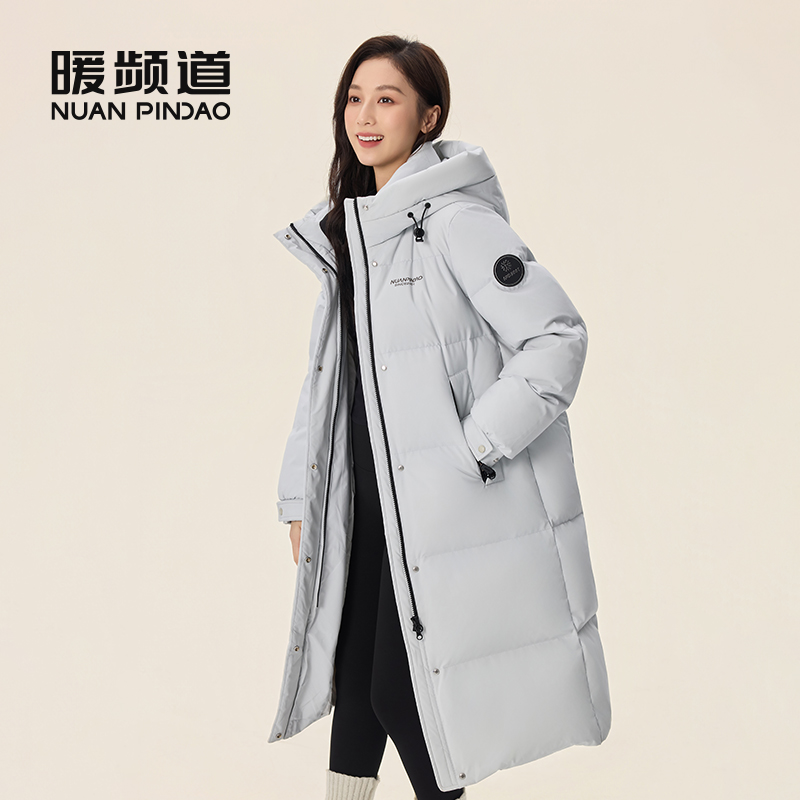 暖频道羽绒服女长款过膝2025新款时尚净版连帽加厚大气保暖外套潮