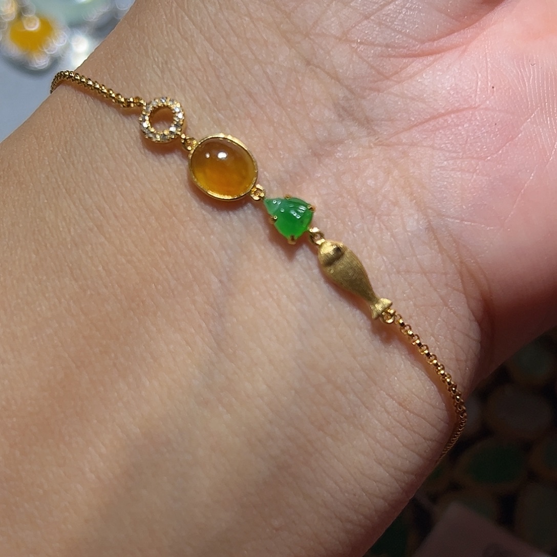 翡翠18K金镶嵌颈饰手链