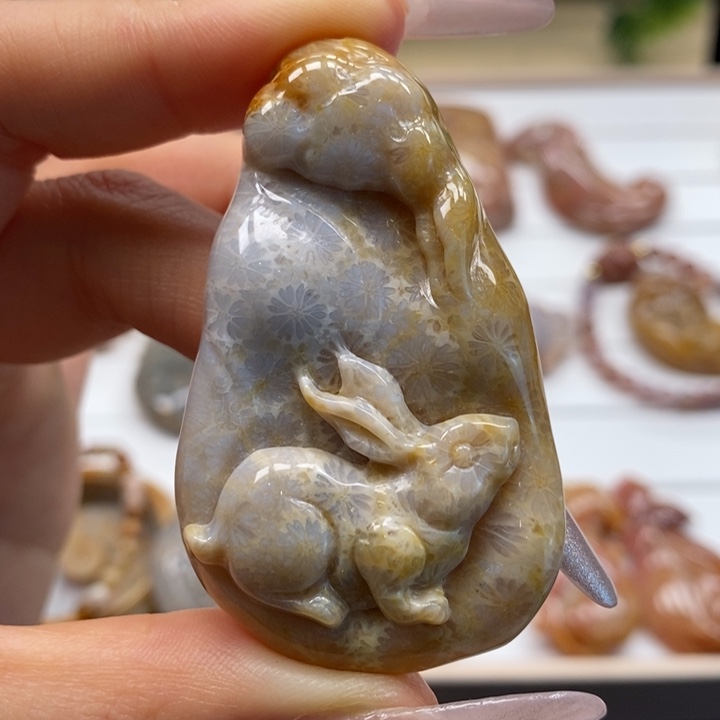 硅化玉颈饰未镶嵌钱途似锦。33号链接