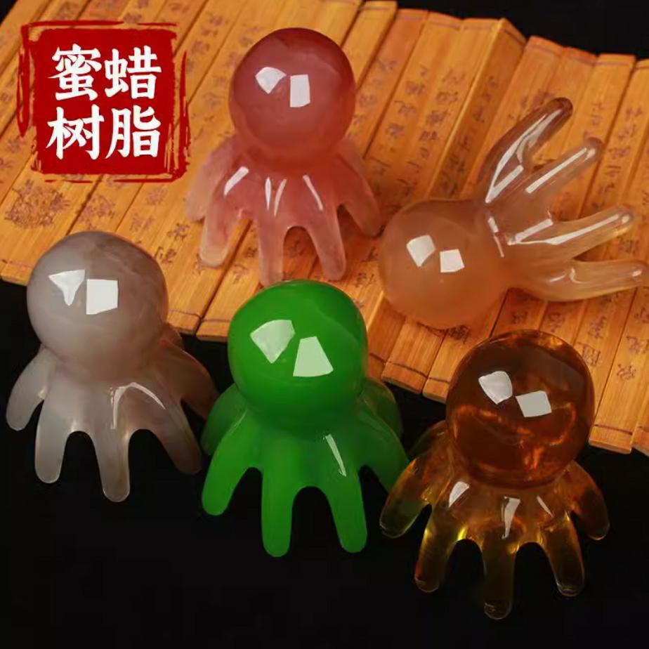 【2个装/蜜蜡树脂】章鱼按摩梳头部经络按摩器头皮穴位头疗梳