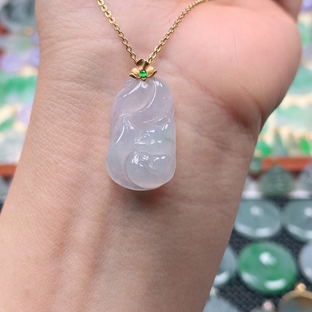 【闪购商品】翡翠18K金镶嵌吊坠(不含链)