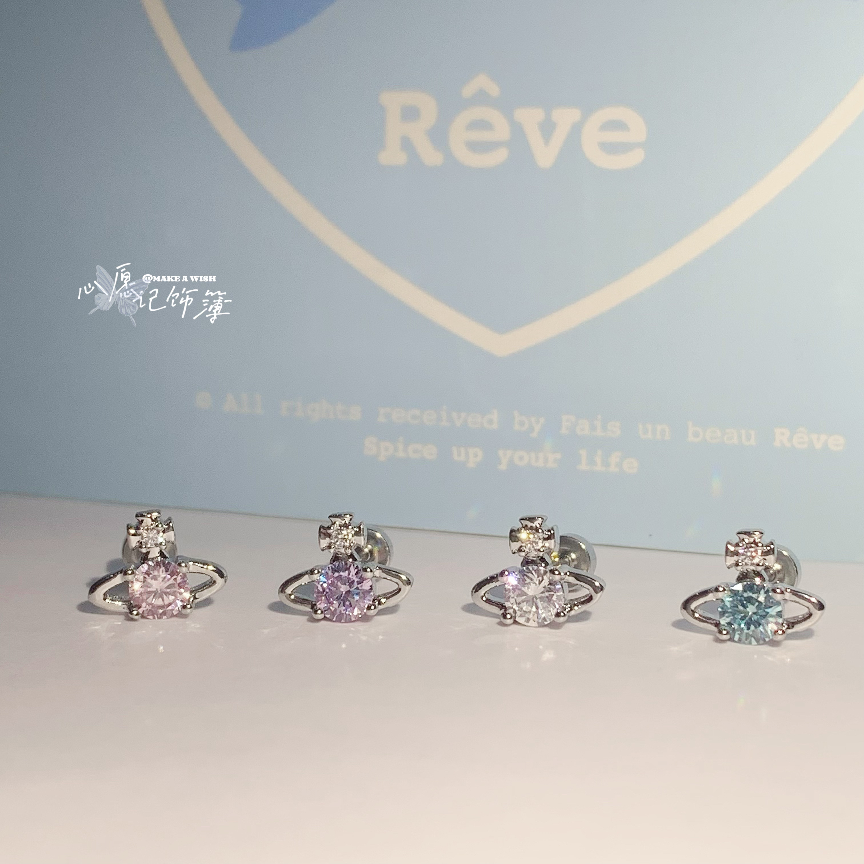 钛钢锆石耳饰 MAW八心八箭小星球/钛钢小巧百搭土星耳耳骨钉饰品