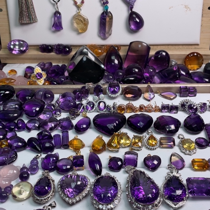 發***爱银S925镶嵌紫晶珠宝半成品