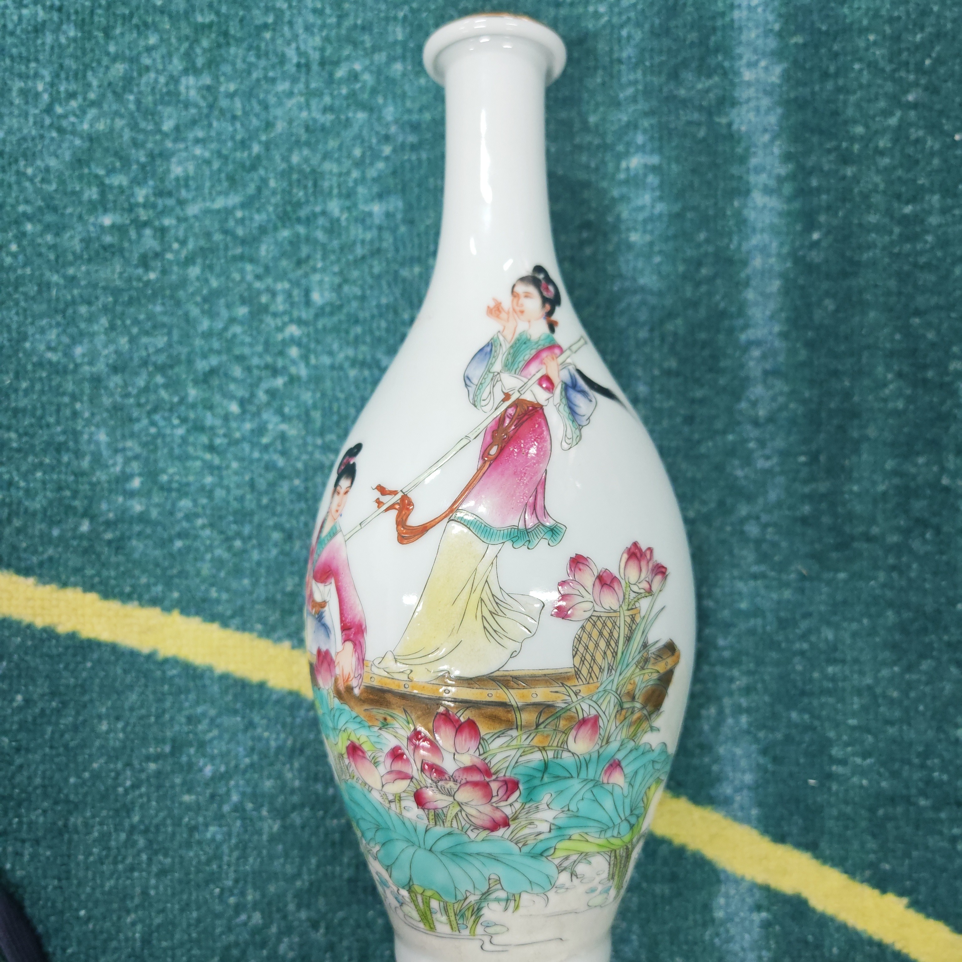  【景德镇】高温陶瓷，W茶道采莲女瓶瓷流水