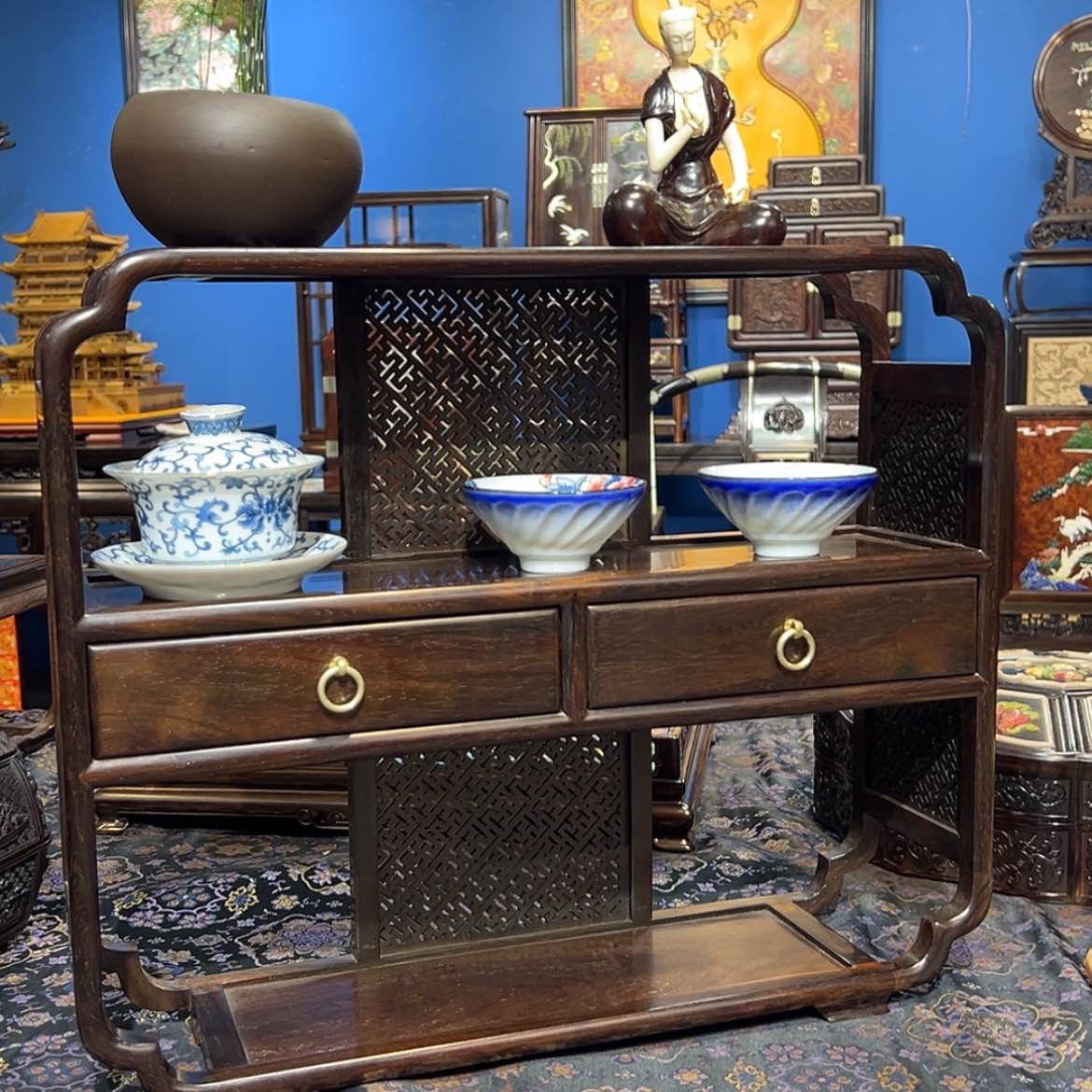 【闪购商品】红酸枝木类成套家具茶棚