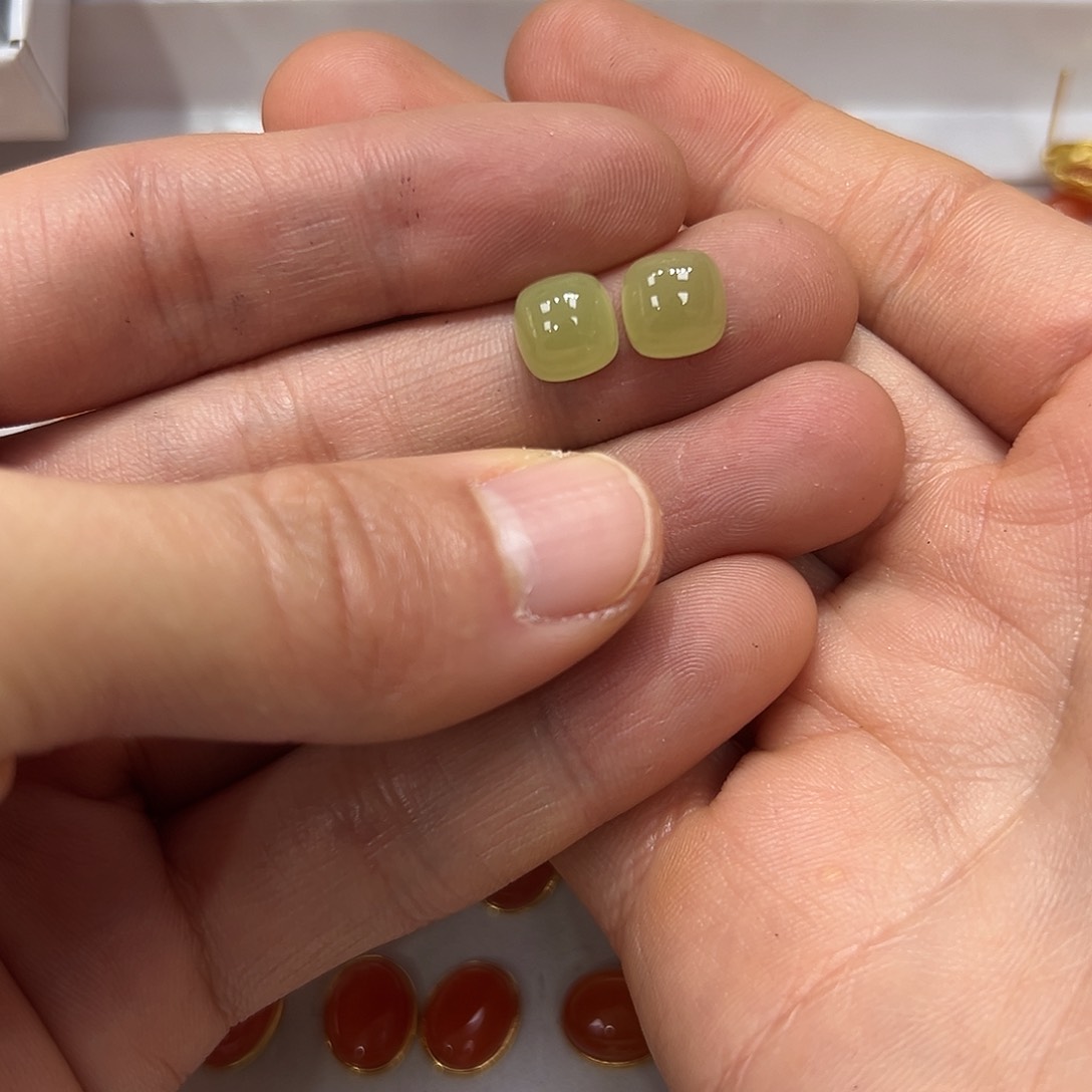 和田玉耳饰银S925镶嵌平***&