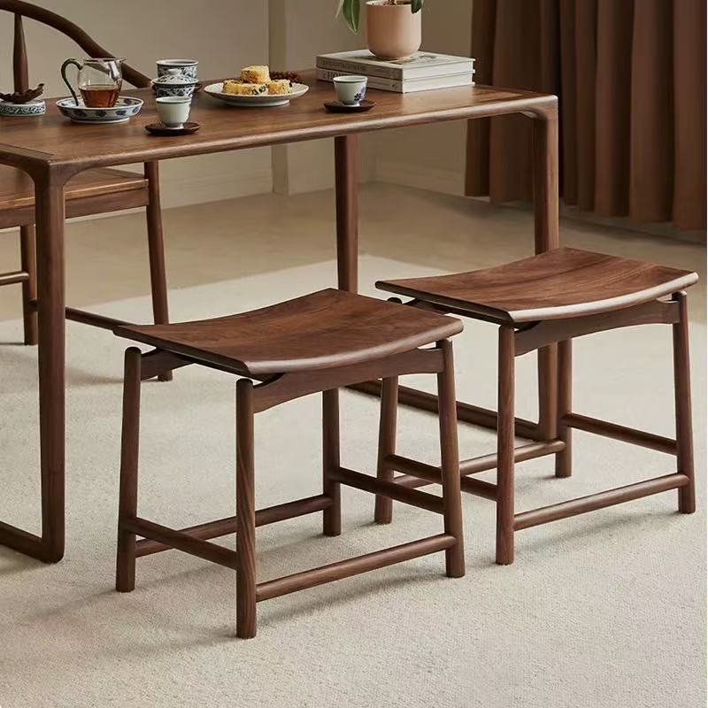 胡桃木元宝凳新中式全实木板凳简约家用梳妆凳马鞍凳家用化妆凳子