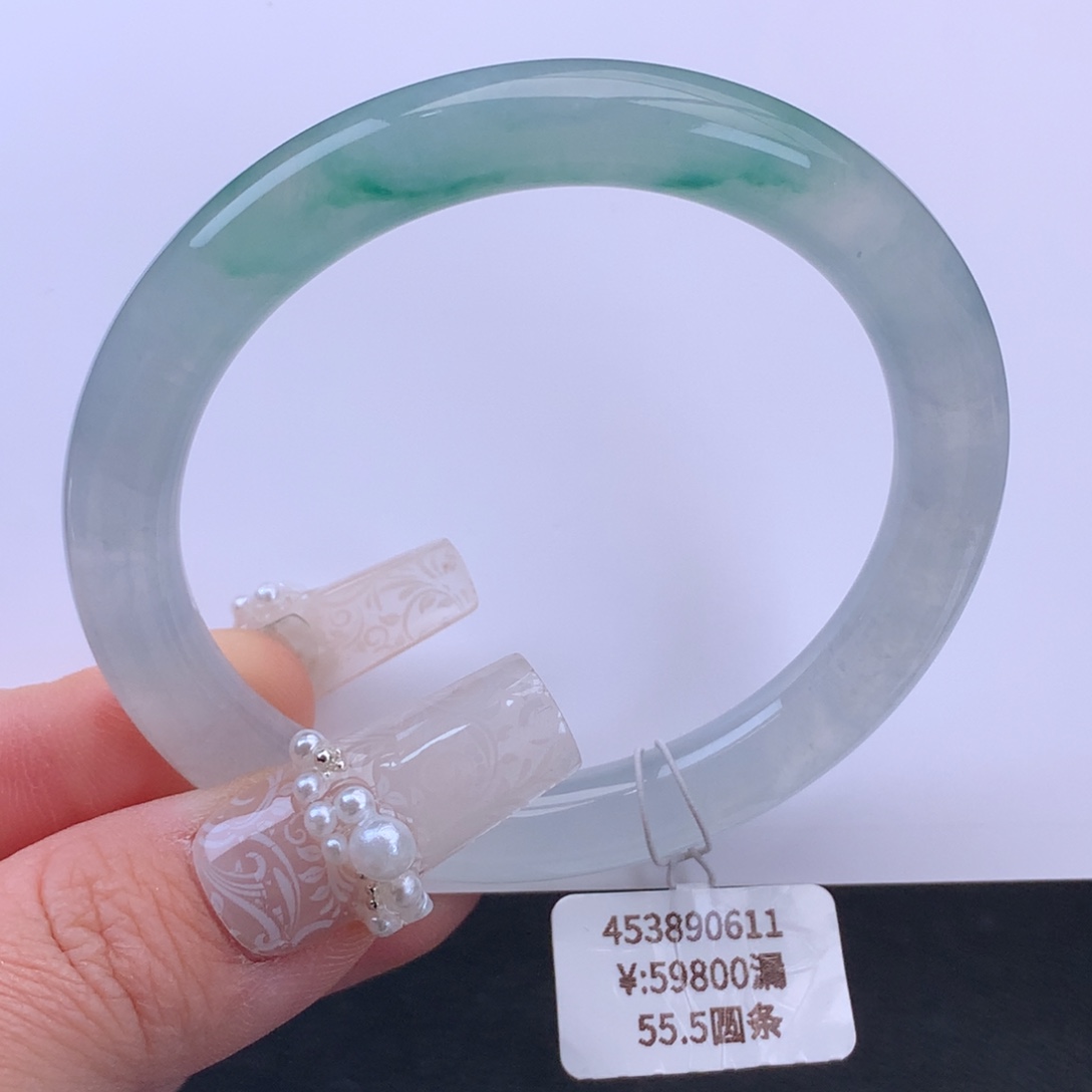 翡翠手镯未镶嵌冰飘花美人条