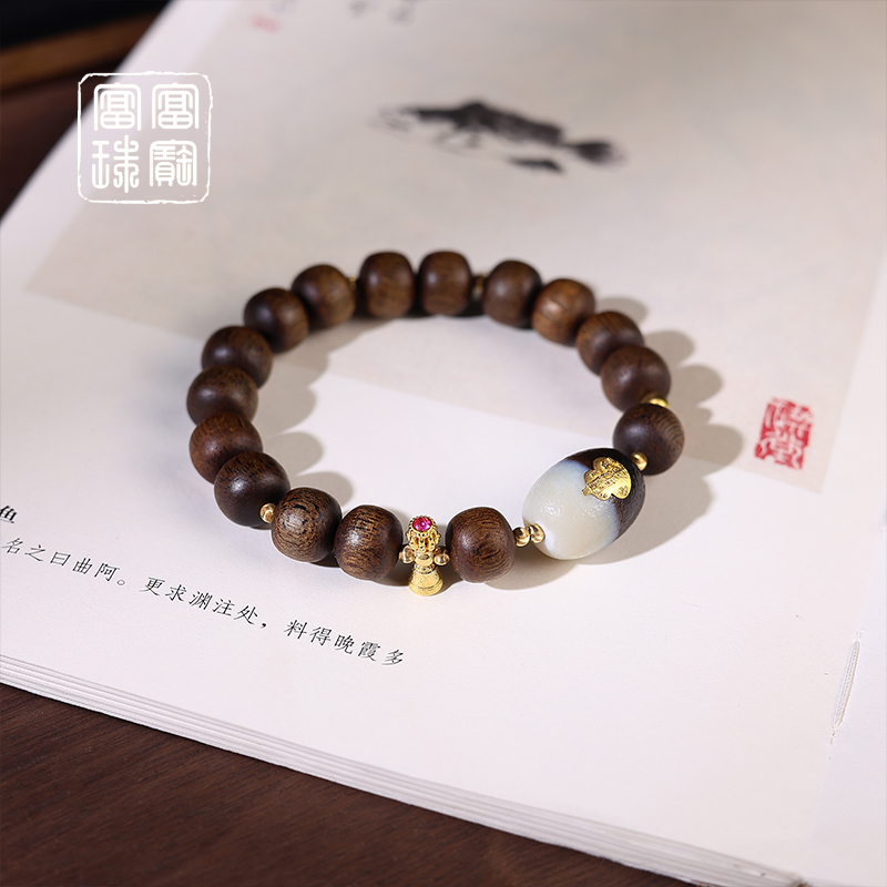 【顾盼】富富珠宝 沉香18k金手串（天然珠宝多样性发）