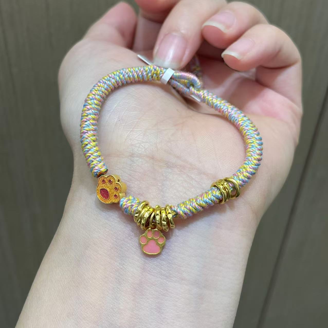 【菠萝珠宝】足金999 猫爪盘缠手串 金重：4.5克