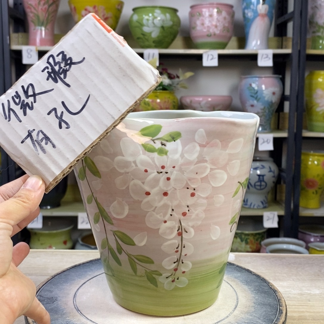 景德镇手工手绘陶瓷花盆
