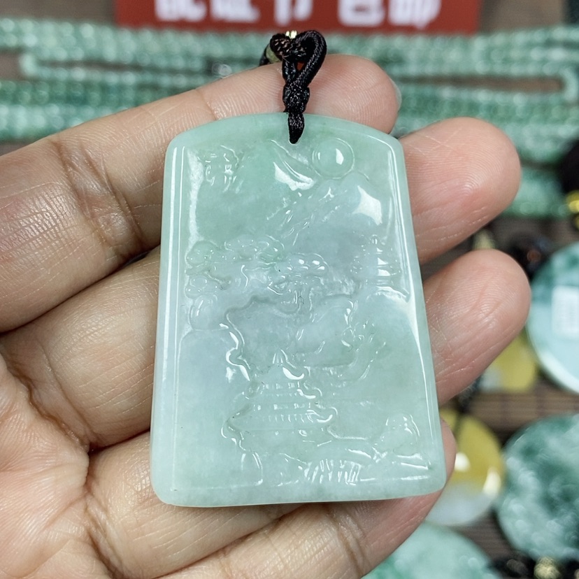 【闪购商品】翡翠颈饰未镶嵌玉吊坠翡翠玉山水牌