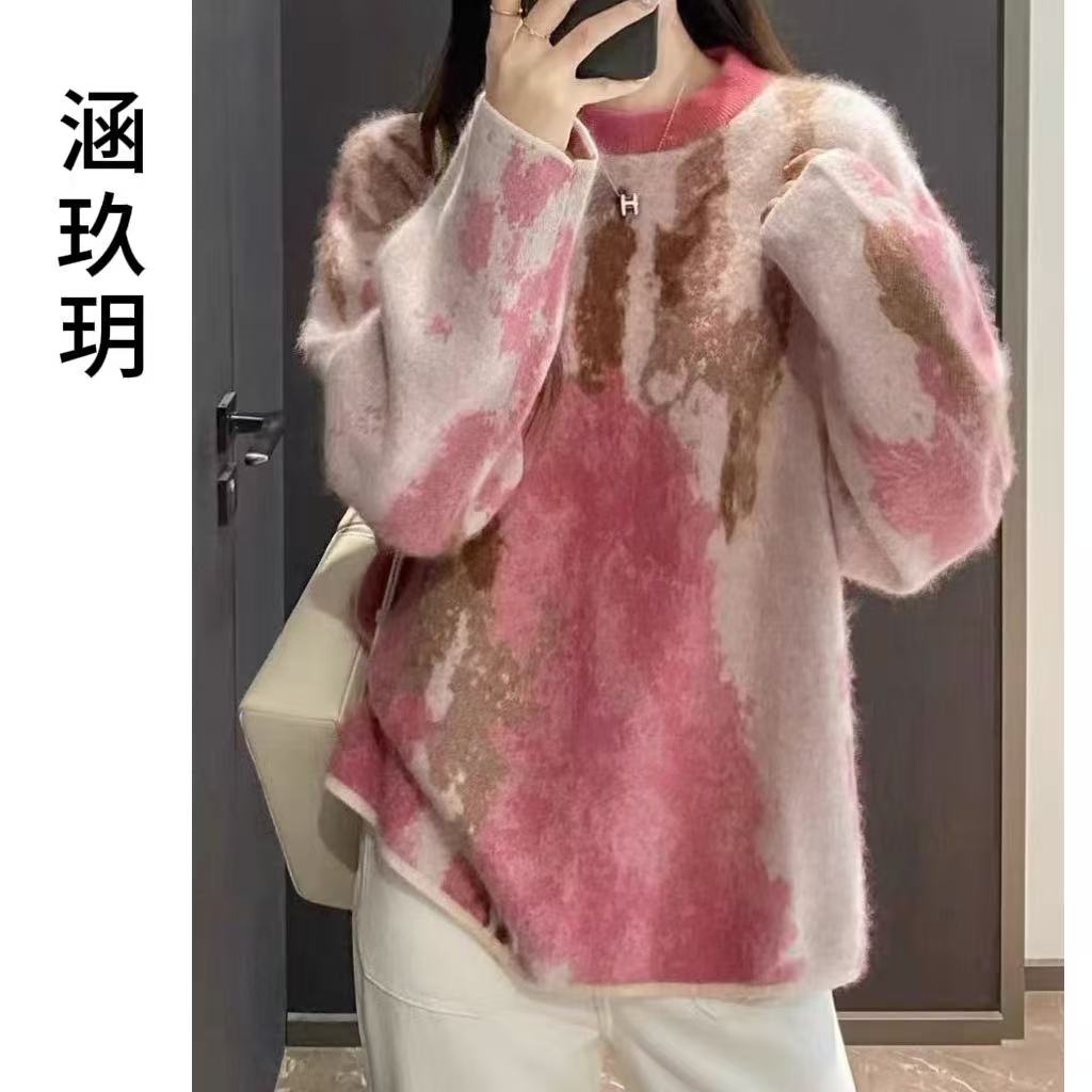 涵玖玥【珍奢拉绒】北纬38.5度 芝麻点提花圆领毛衣影05-LM887