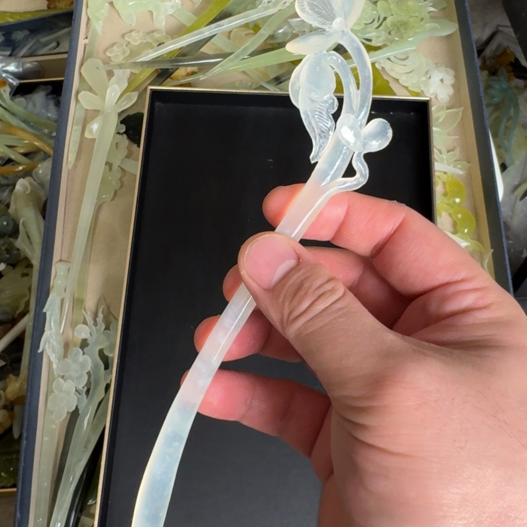 岫玉发饰未镶嵌明君玉簪就是好看