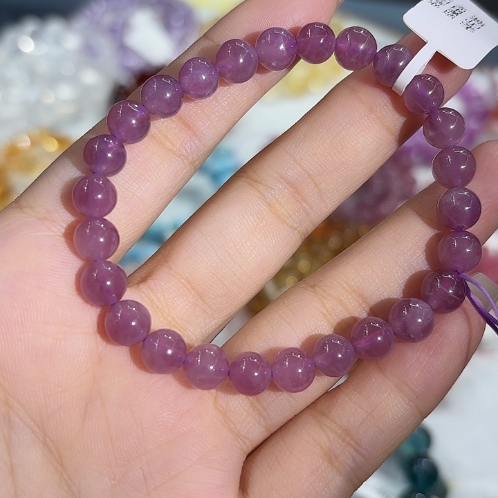 未镶嵌水晶手串紫马粉7