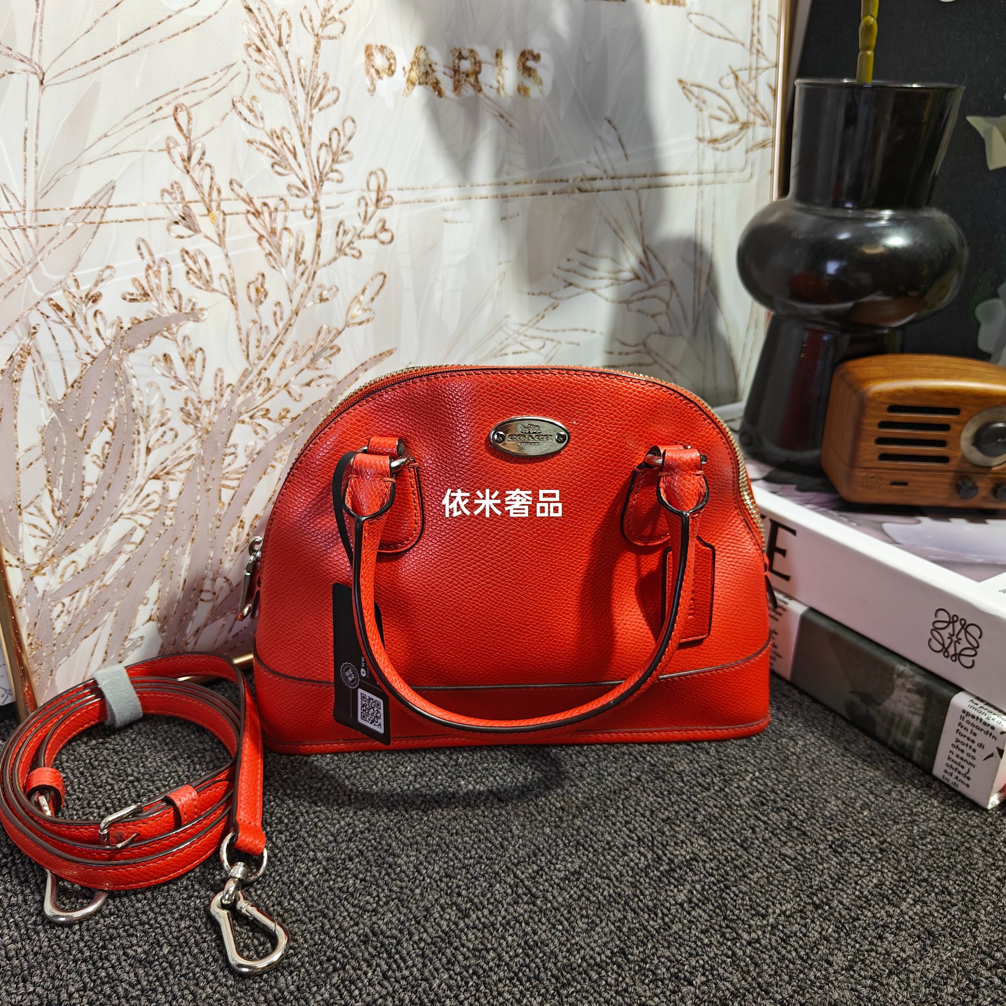 95新 COACH/蔻驰 蔻驰红色贝壳手提包G25101748尺寸25*18