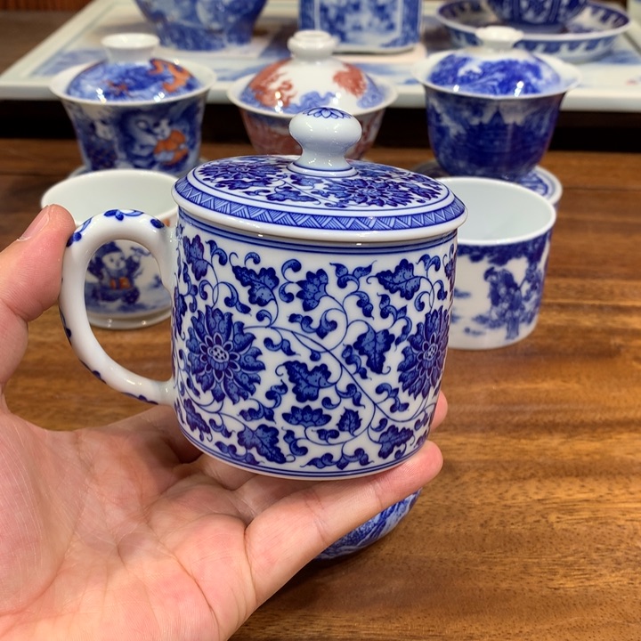 晓月柴窑 缠枝办公杯