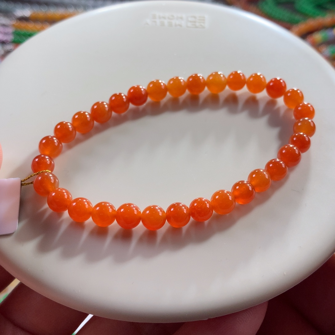 翡翠未镶嵌手链翡翠冰胶底爱马仕橙红黄卡5.70+
