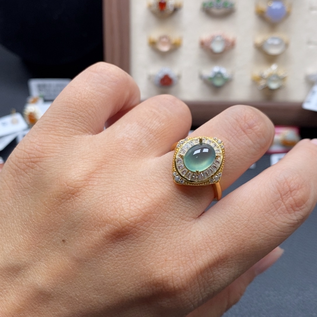 蓝****翡翠银S925镶嵌戒指