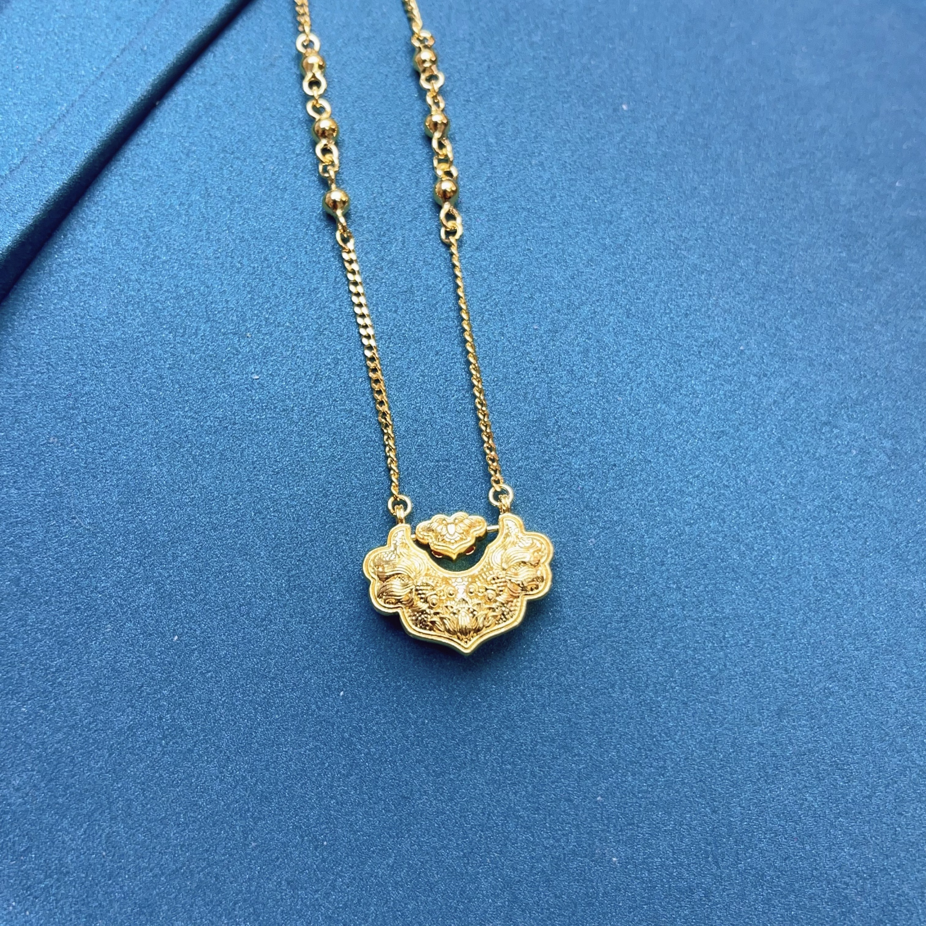 坠链均足银 锦鲤锁套链复古祥云锁古法素款轻奢时尚百搭精致