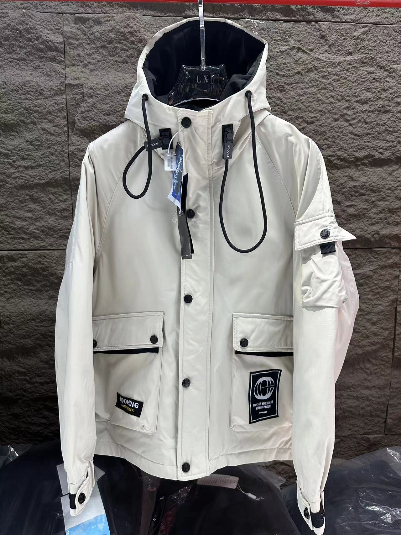 66207米白【意麦户外先锋】新款防寒工装连帽保暖外套#