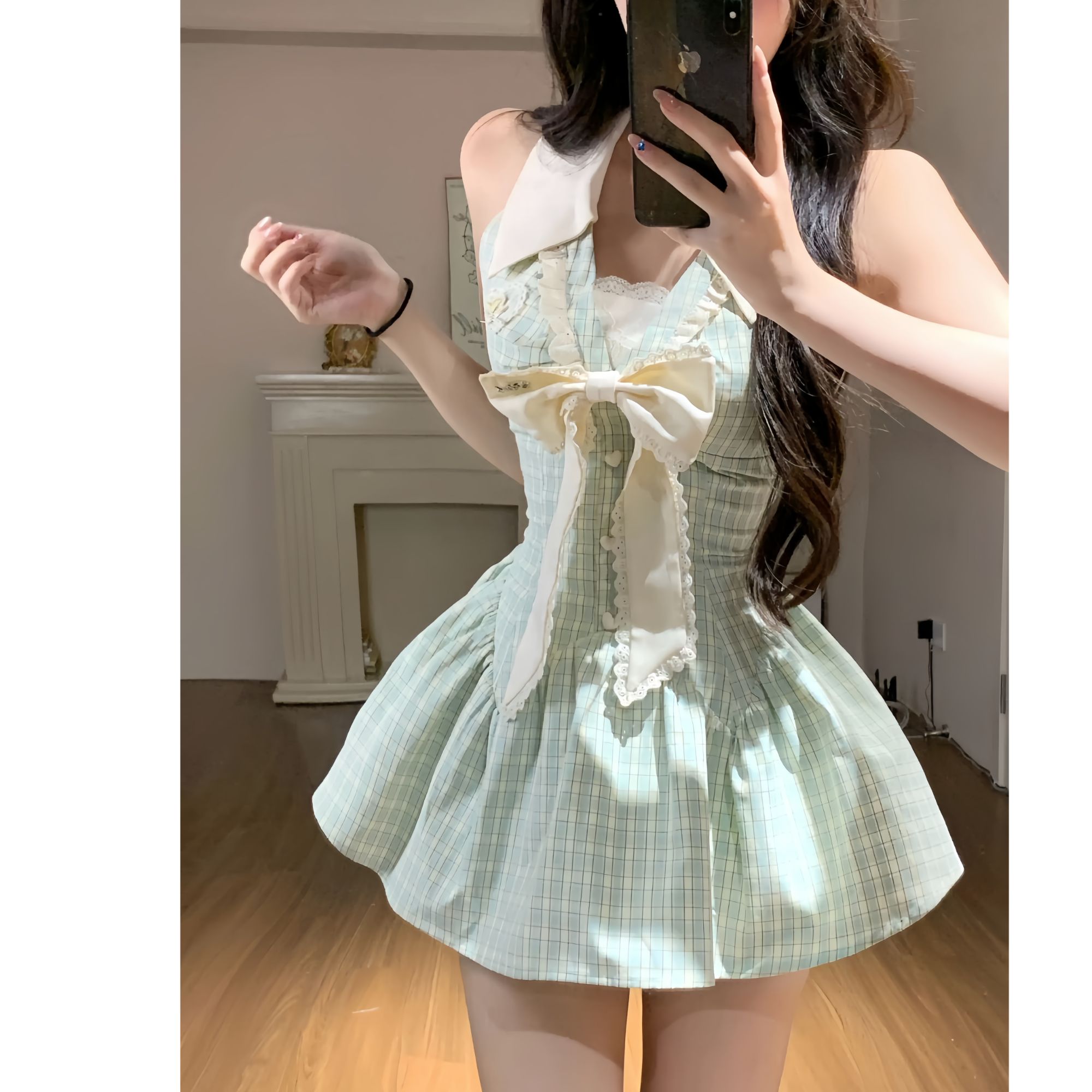 青菱甜心 夏季甜美纯欲风复古显瘦百搭慵懒出游约会收腰连衣裙女