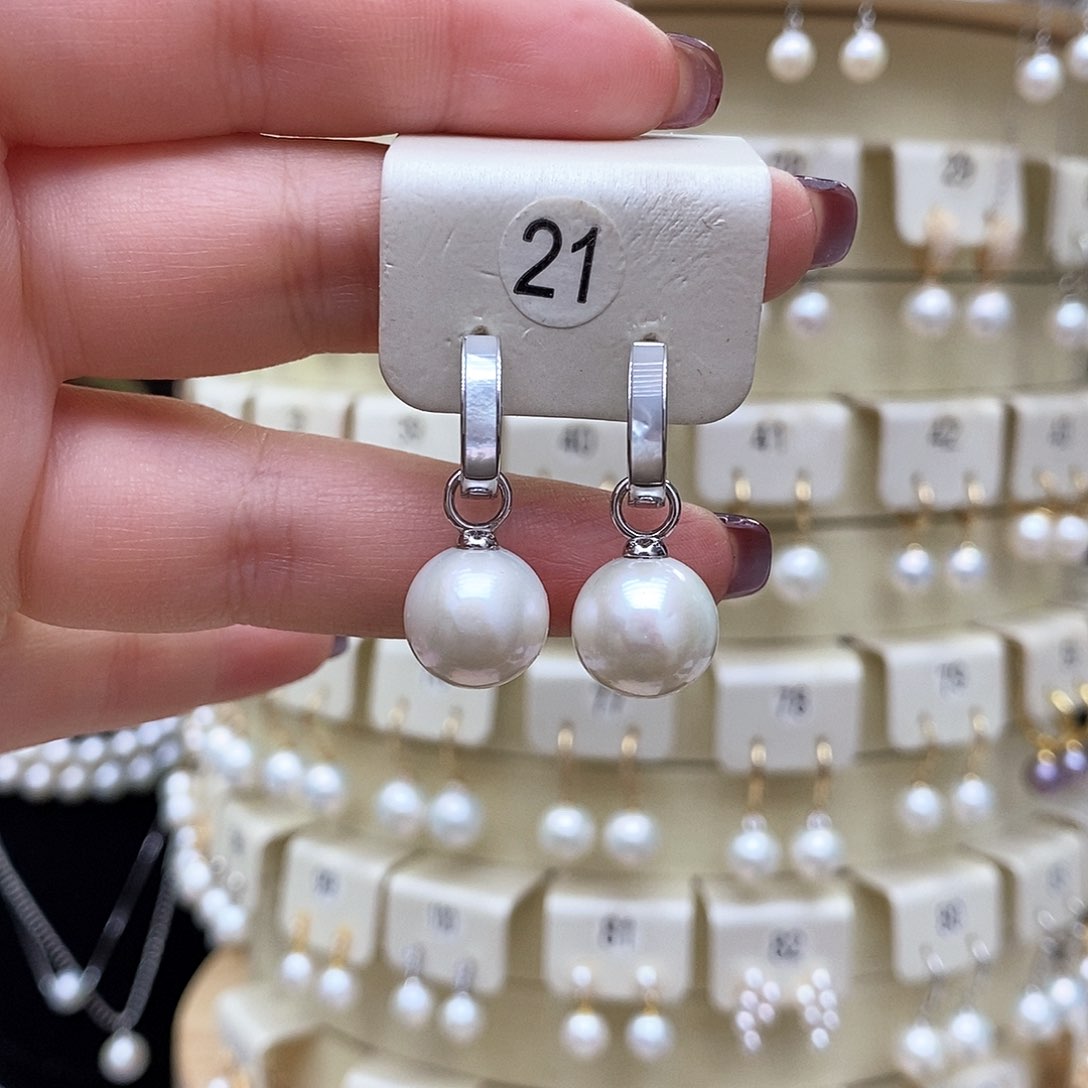淡水珍珠耳饰银S925镶嵌