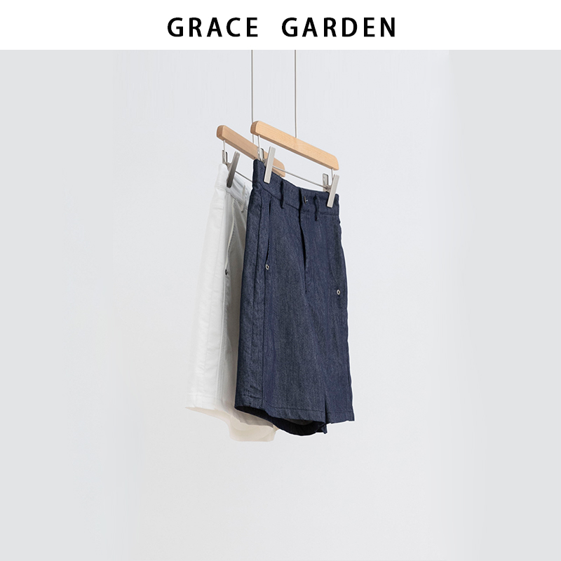 GRACE GARDEN【白短！】夏季薄款高腰A字牛仔短裤NZK5G0802