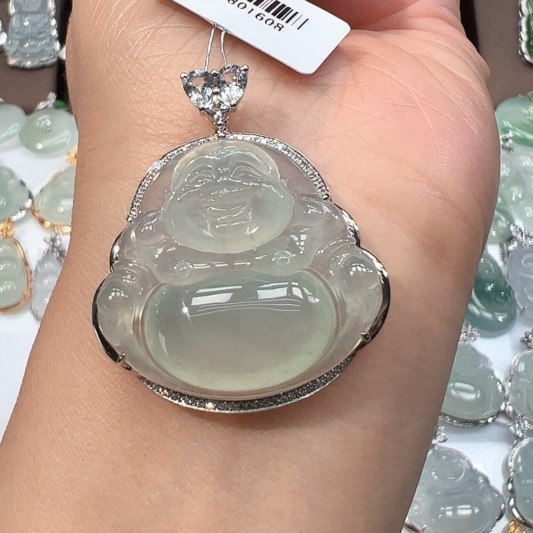翡翠18K金镶嵌吊坠(不含链)1608
