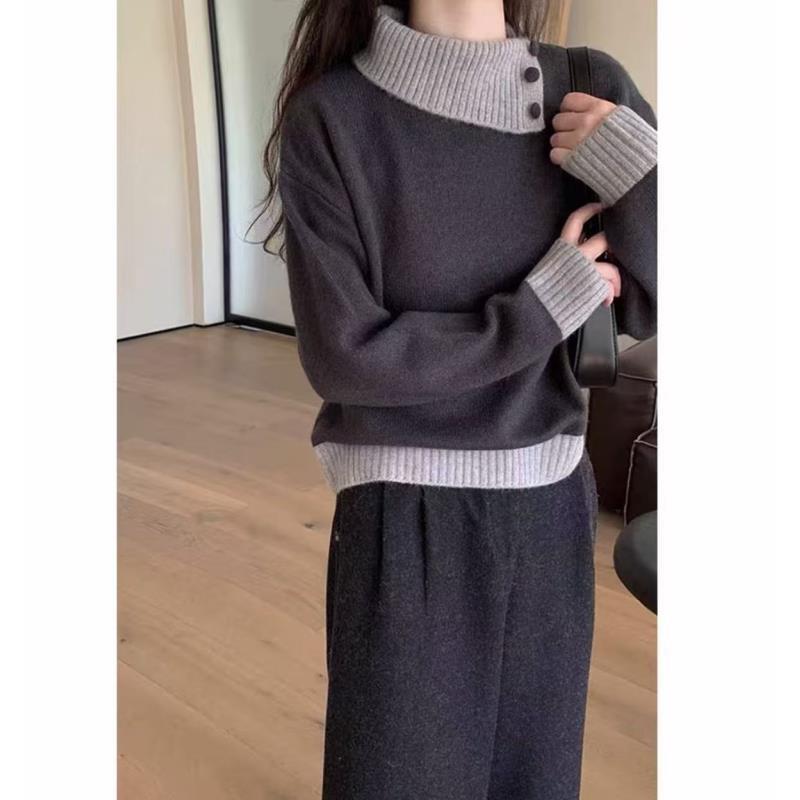 莹莹家/女神范~设计感拼色套头针织时尚 113