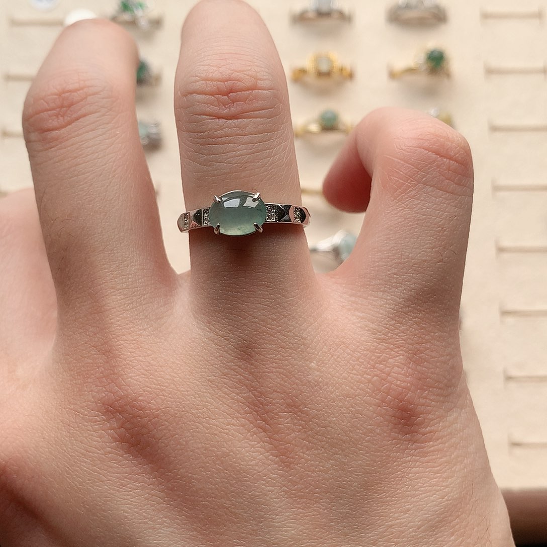 翡翠戒指银S925镶嵌0148