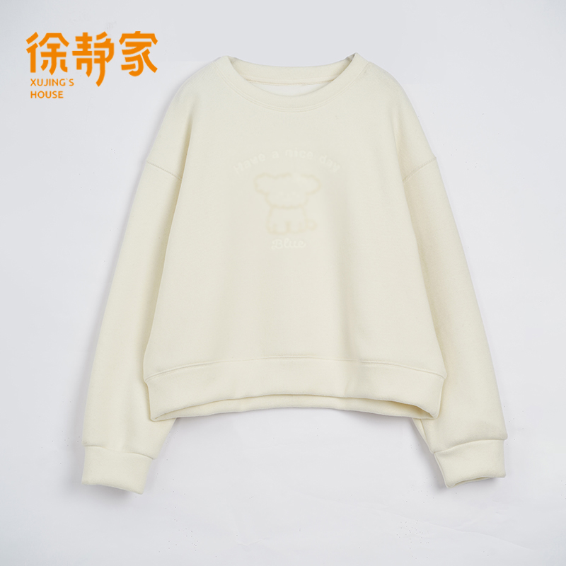 加绒圆领卫衣女韩版秋冬学生加厚套头宽松打底衫上衣潮3230099