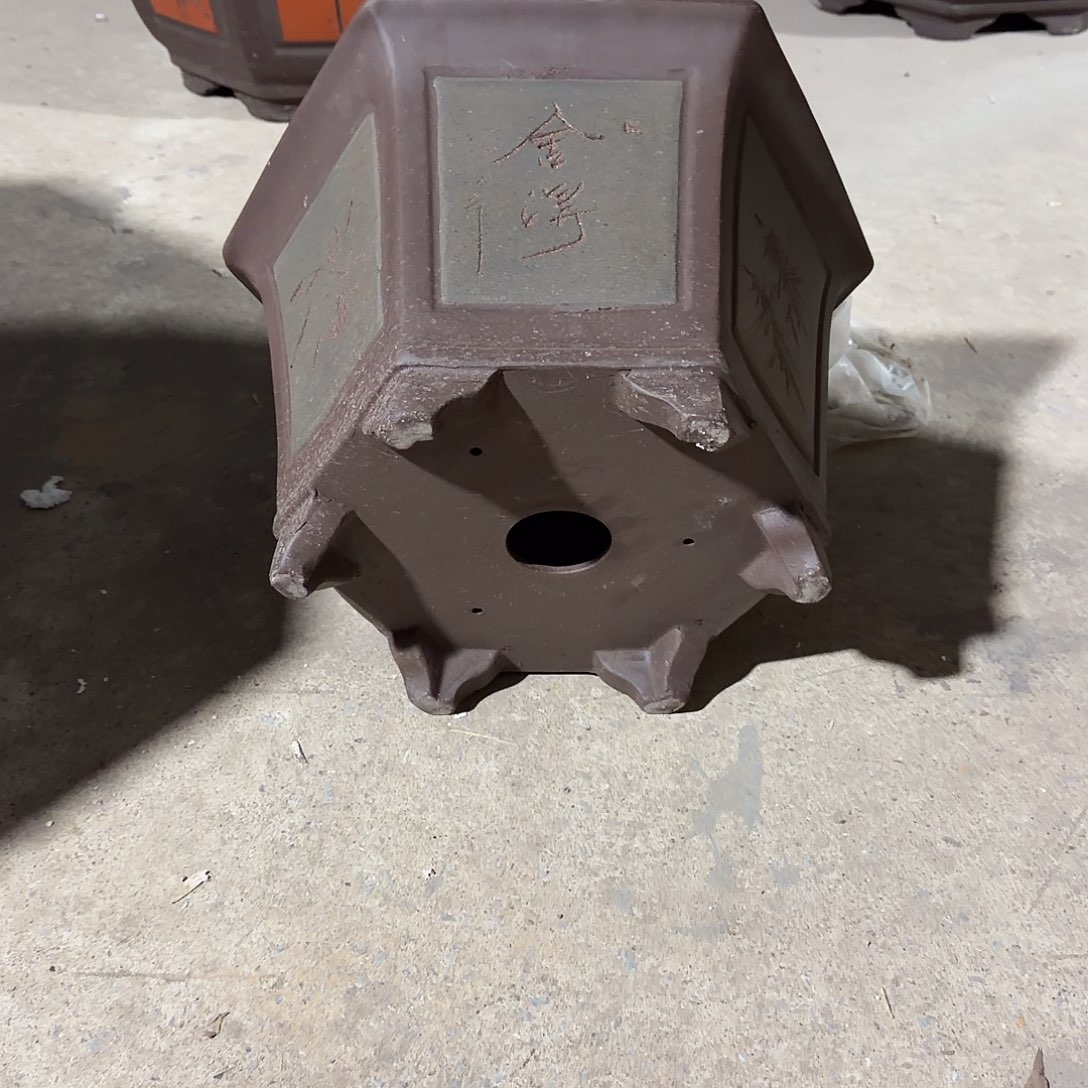 紫砂花盆六角40*26