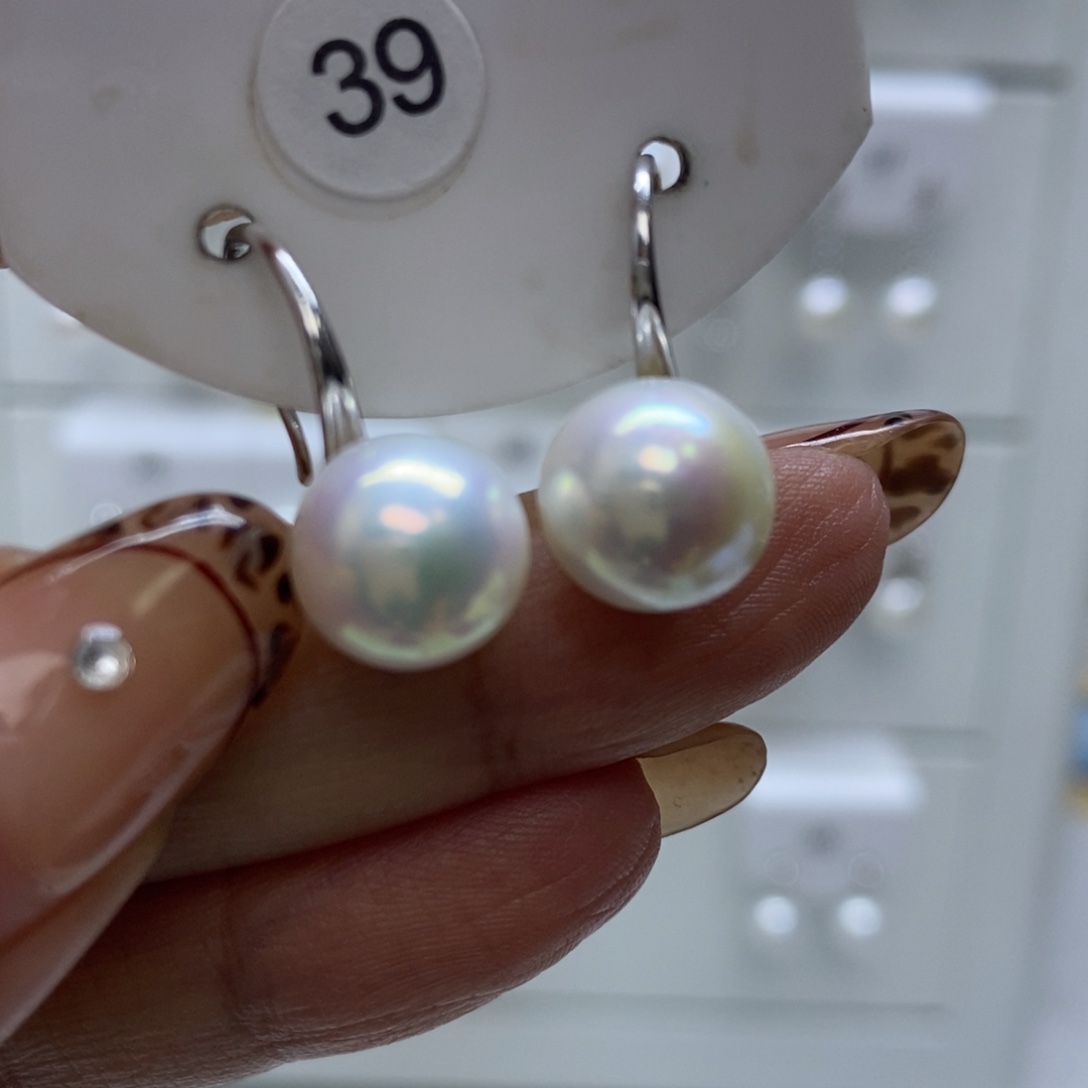 淡水珍珠银S925镶嵌耳饰