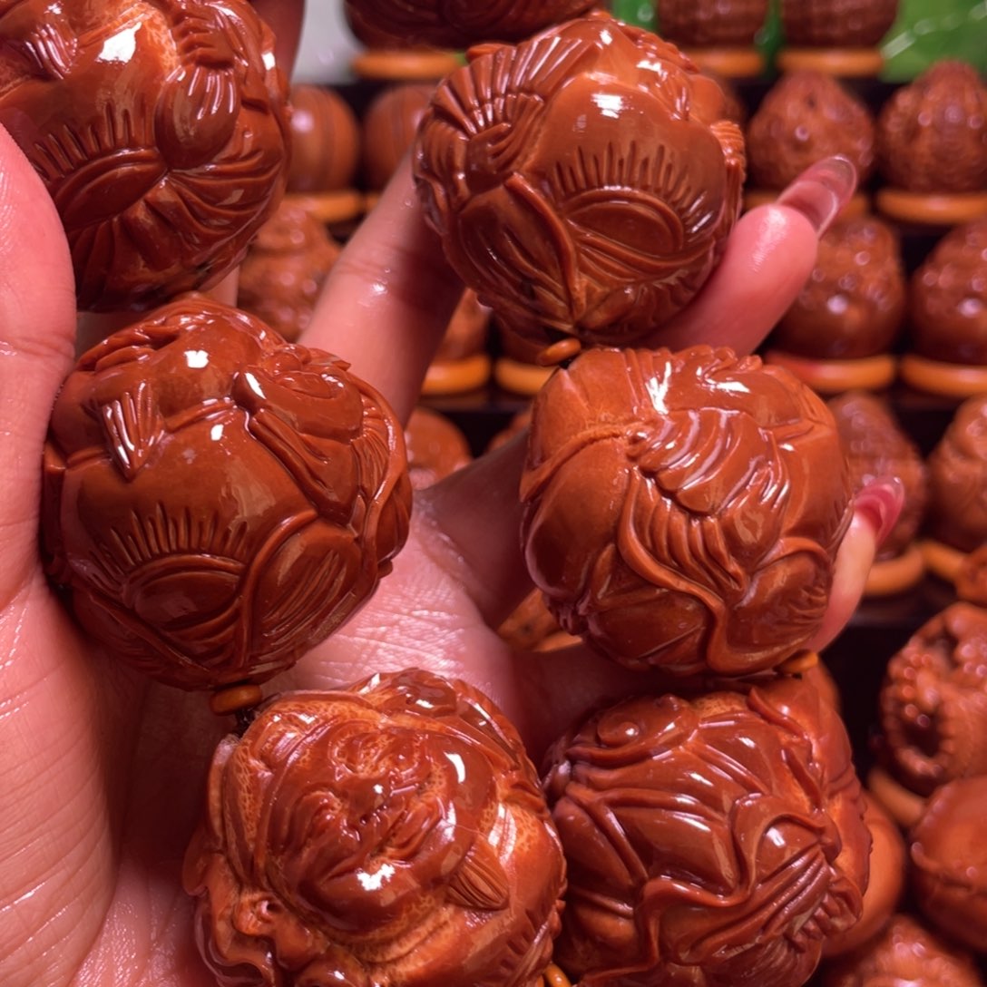 海***遂橄榄核手串/手链荷叶财神