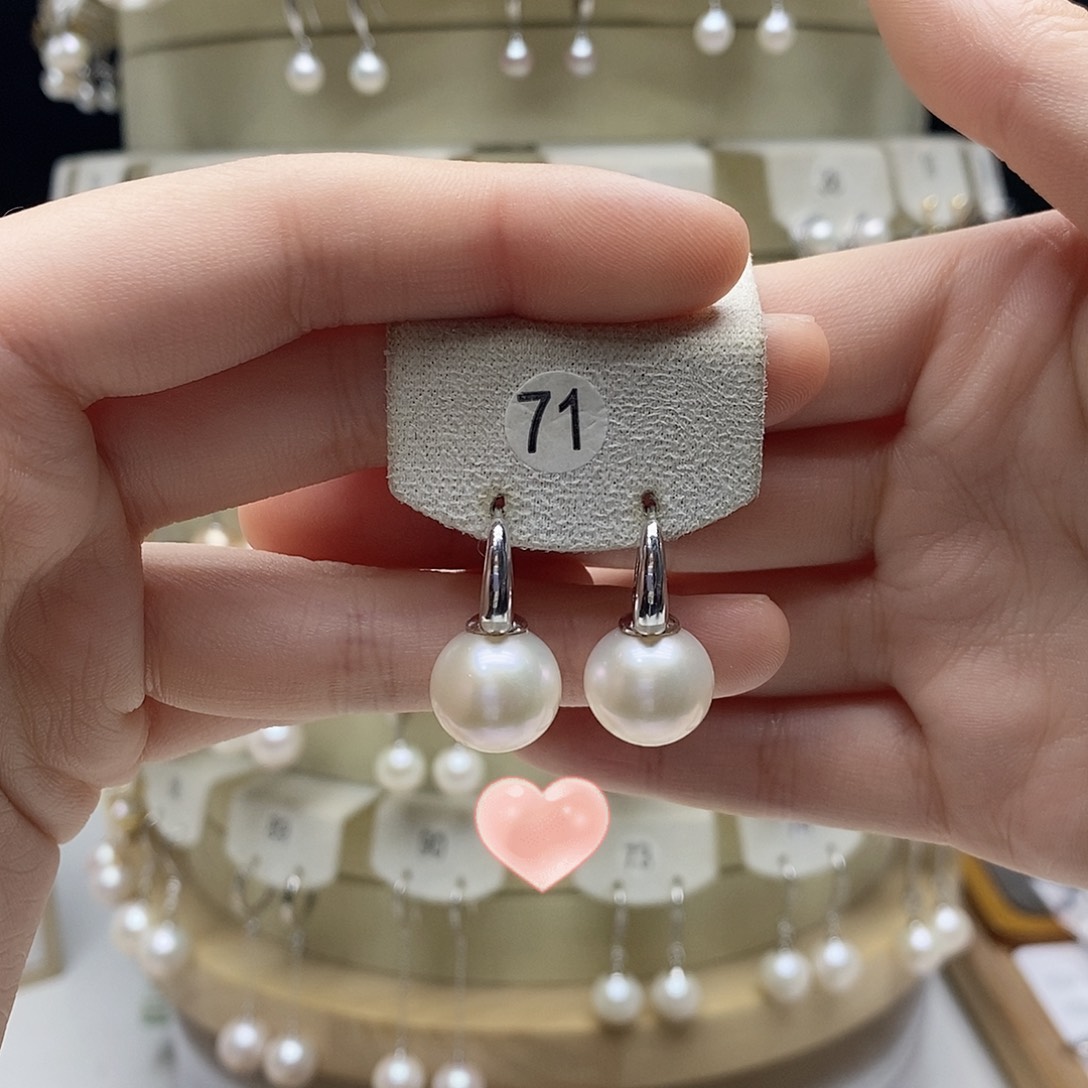 耳饰银S925镶嵌淡水珍珠