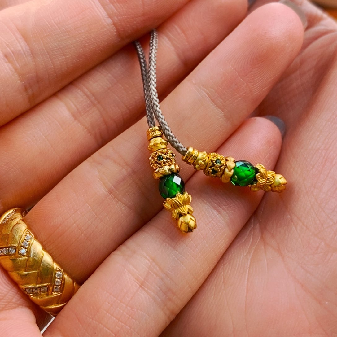 绿松石银S925镶嵌弟子珠