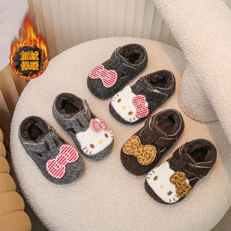女童毛毛鞋2025冬季新款儿童卡通保暖勃肯鞋小童宝宝鞋子冬季加绒