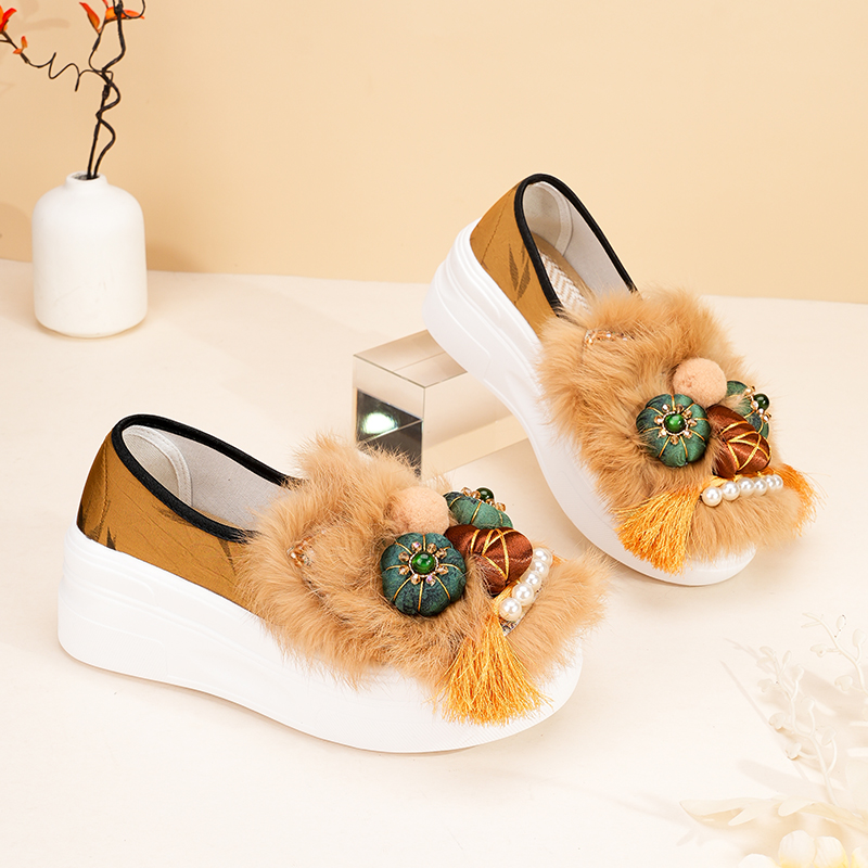 【厚底虎头单鞋】新款虎头鞋民族风高跟虎头鞋手工民族风1913-7