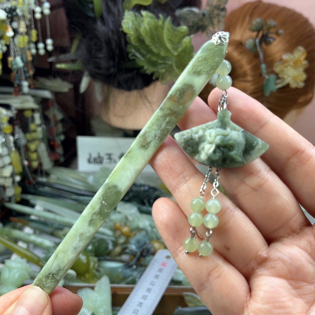 蛇纹石玉发饰未镶嵌默认微瑕岫玉发簪