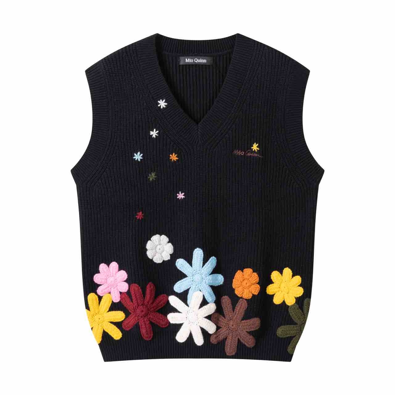 河岸家买手店Mto Quinn宽松V领手工钩花套头马甲25秋